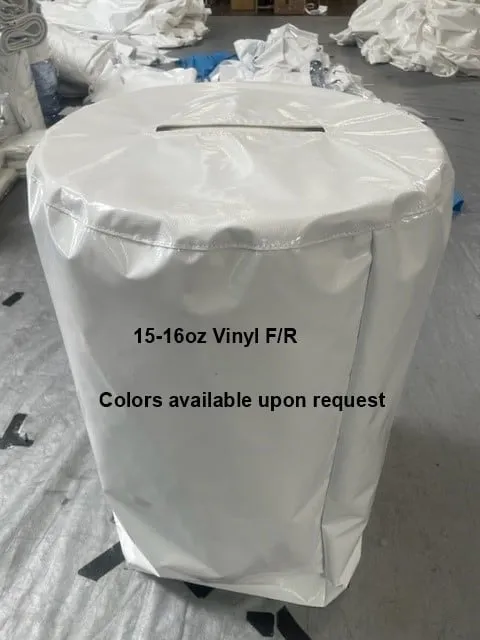 A white vinyl barrel cover fitted over a ballast barrel.